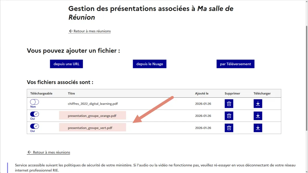 documents sélectionnés depuis le Nuage.