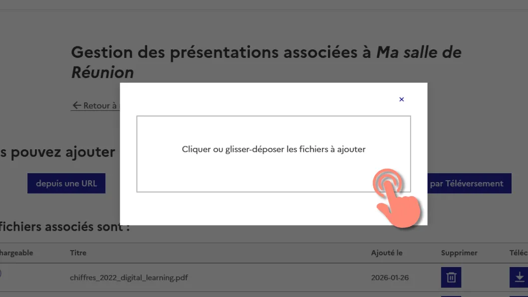 fenêtre de téléversement.