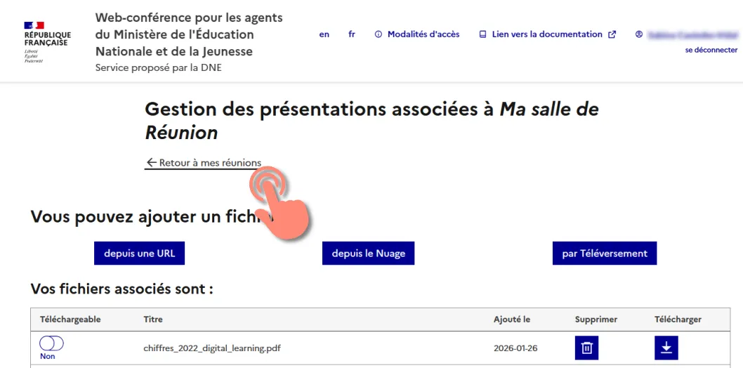 lien Retour à mes réunions.