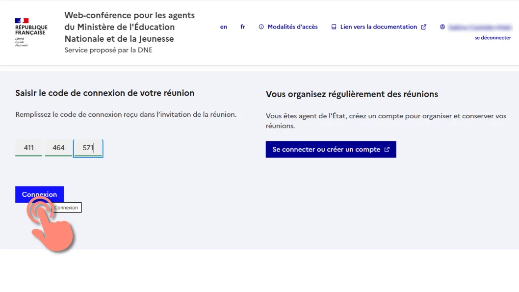bouton &ldquo;Connexion&rdquo;.