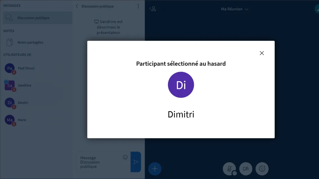 notification indiquant au participant qu’il a été sélectionné aléatoirement.