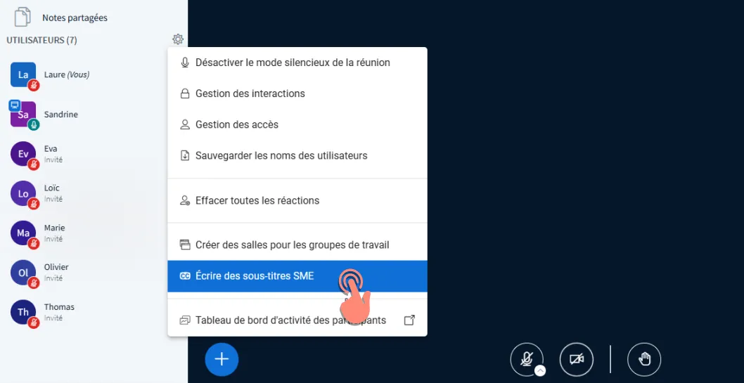 option écrire des sous-titres SME.