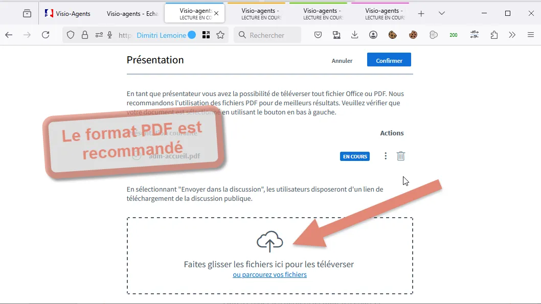 sélectionner des documents à téléverser.