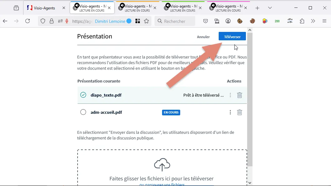 bouton &ldquo;Téléverser&rdquo;.