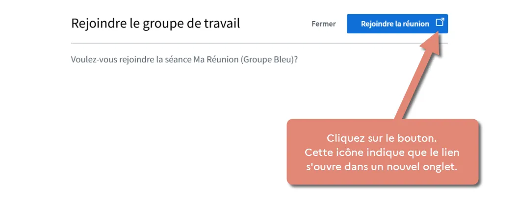 invitation à rejoindre une réunion de groupe de travail avec choix du groupe.