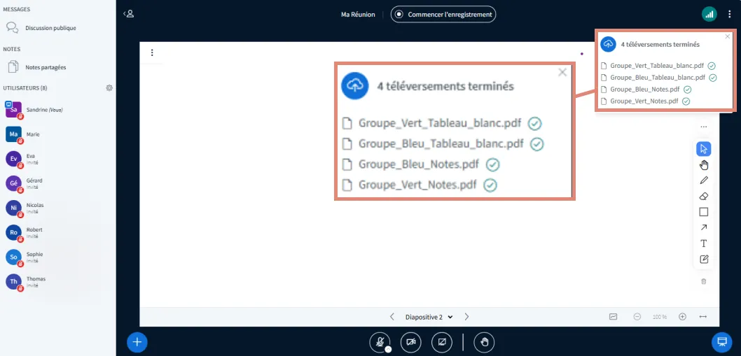notification de téléchargement des documents des groupes de travail.