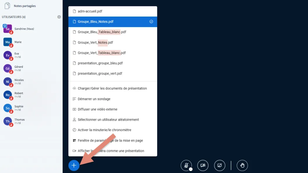 documents des groupes de travail disponibles dans la gestion des documents.