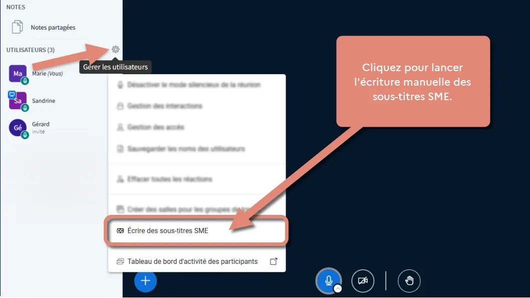 accès à la transcription SME.