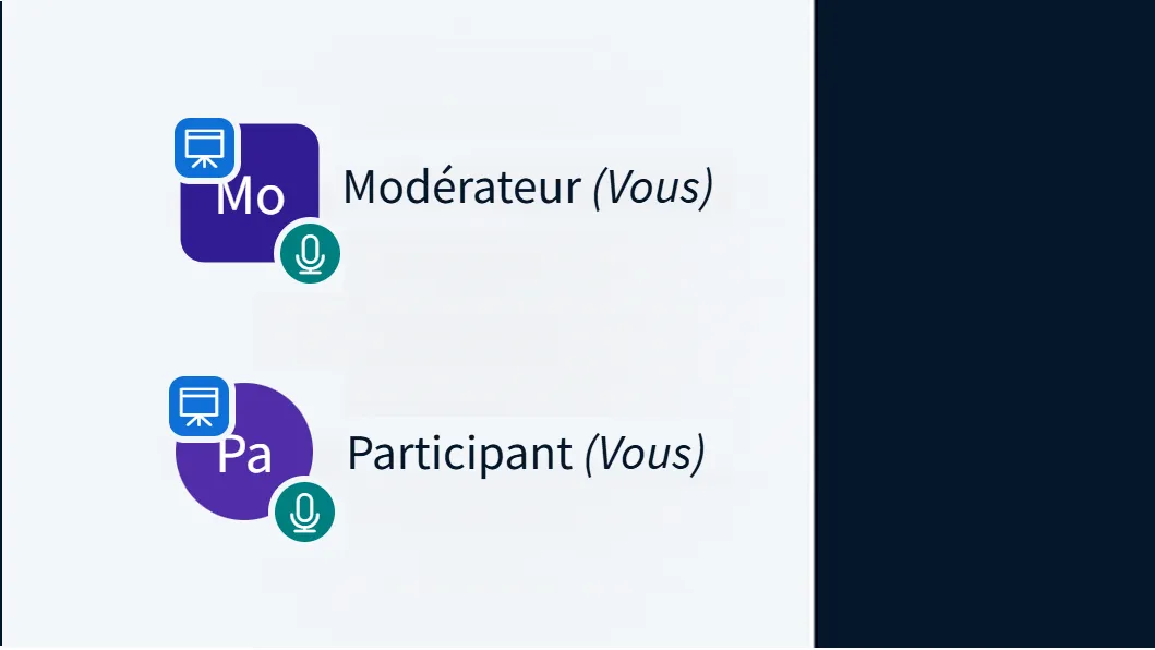 le présentateur accède aux outils pour animer la réunion.