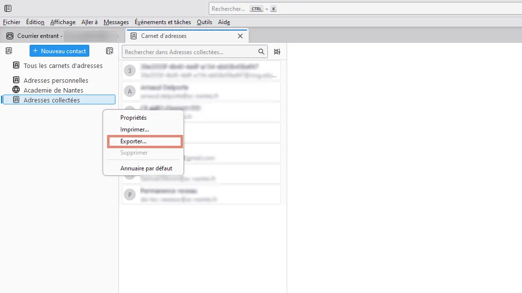 export des contacts depuis Thunderbird