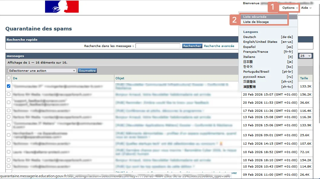 supprimer un ou des messages