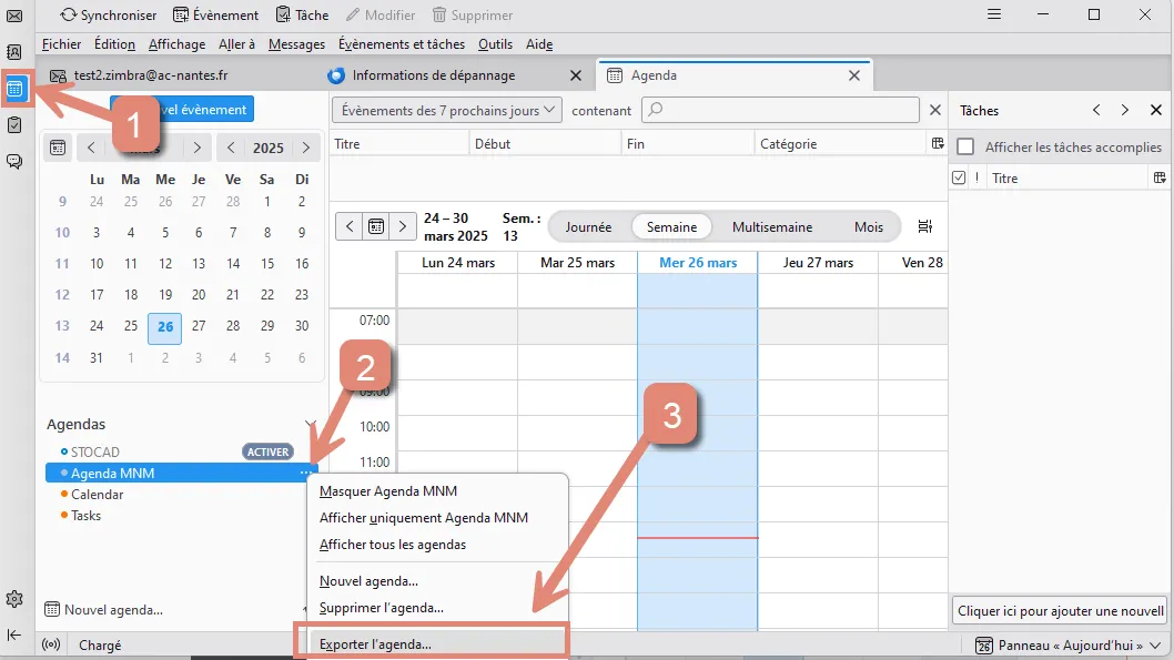 Exporter un agenda dans Thunderbird
