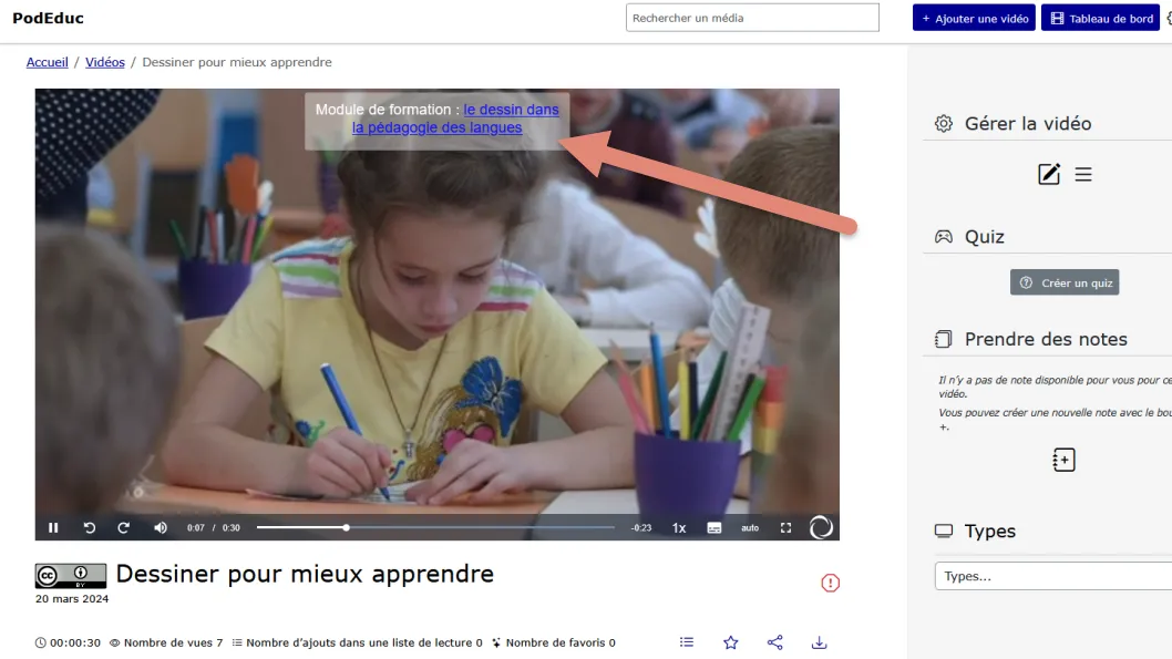 superposition affichée pendant la lecture de la vidéo.