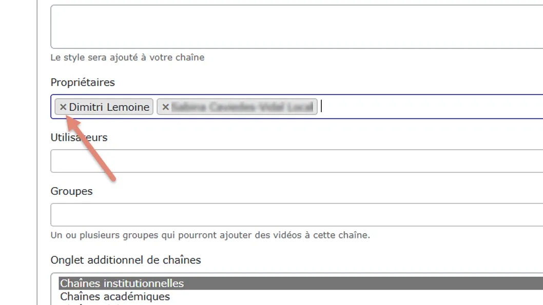 suppression d’un propriétaire via l’icône croix.