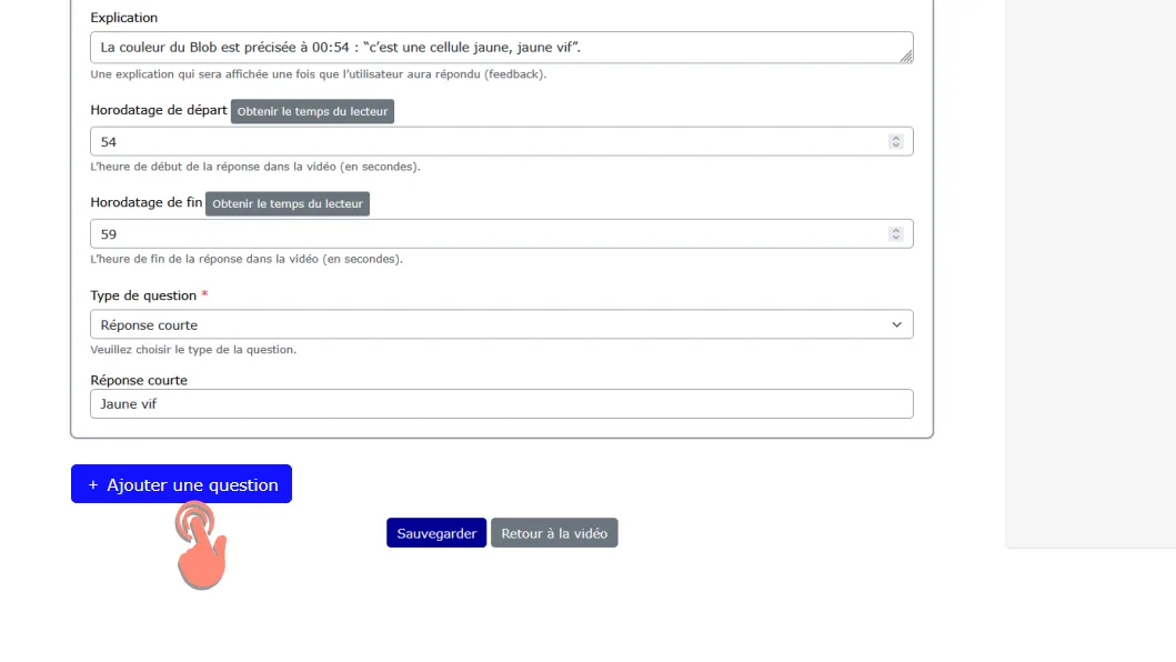 cliquer sur ajouter une question.