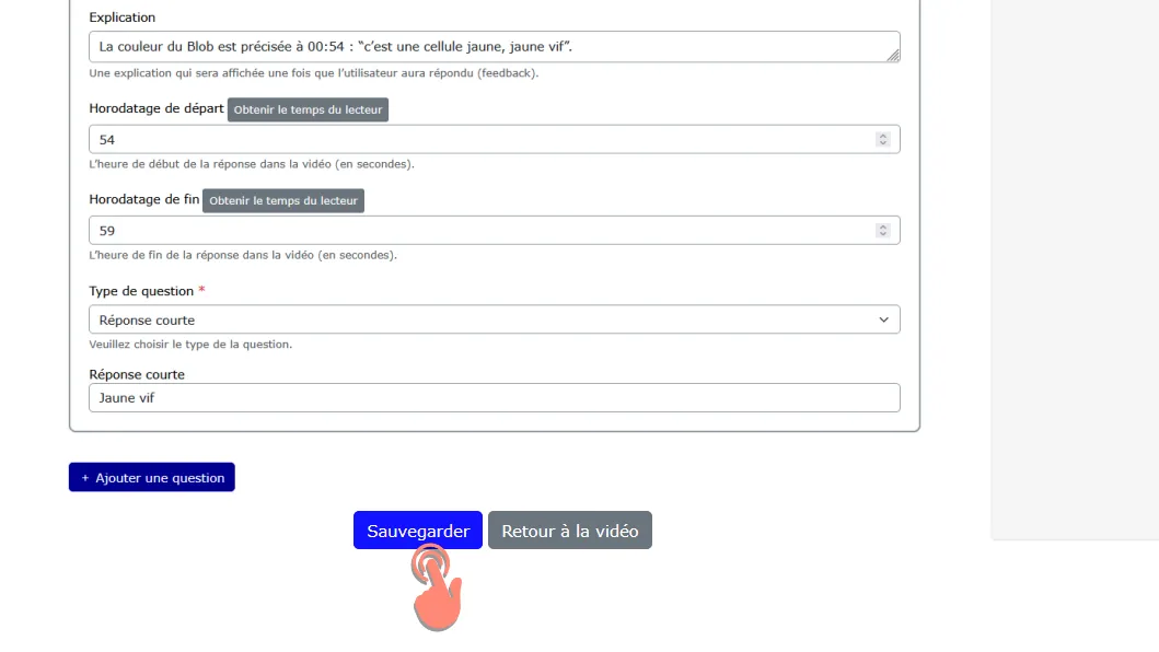 cliquer sur sauvegarder.