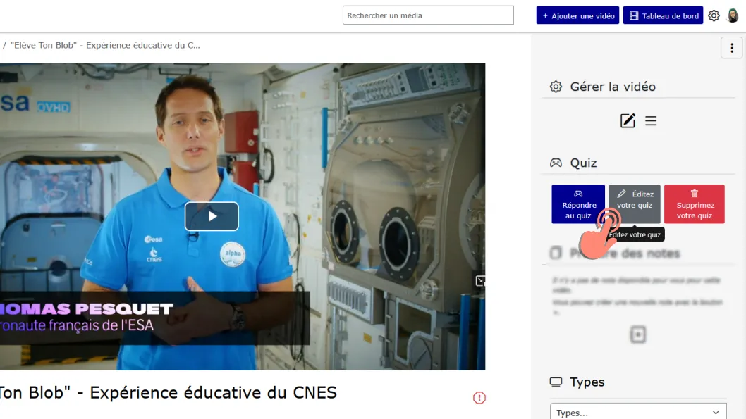cliquer sur éditer votre quiz.