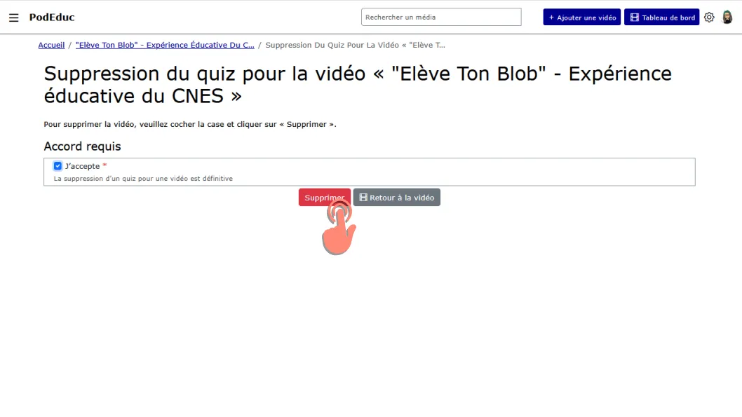 confirmer suppression du quiz.