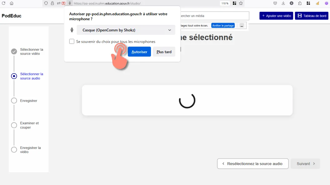 autoriser l&rsquo;accès du micro.