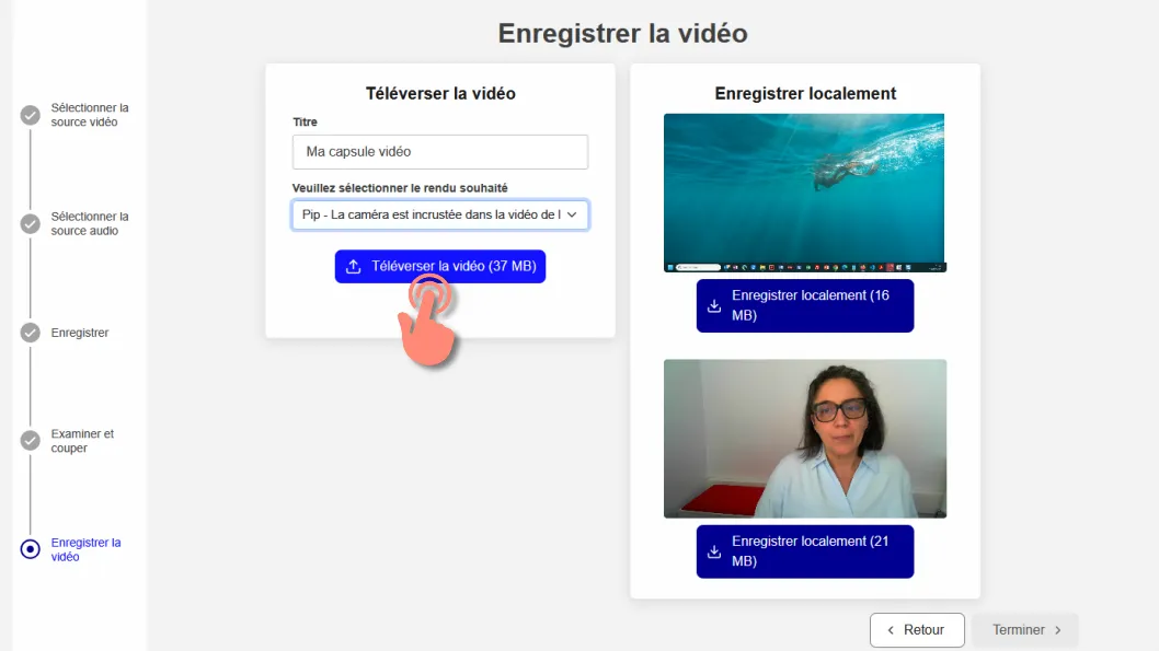 téléverser la vidéo vers PodEduc.