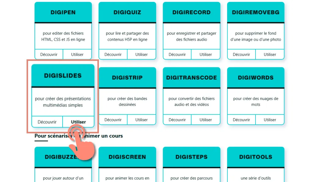 Cliquer sur le lien utiliser dans digislides.