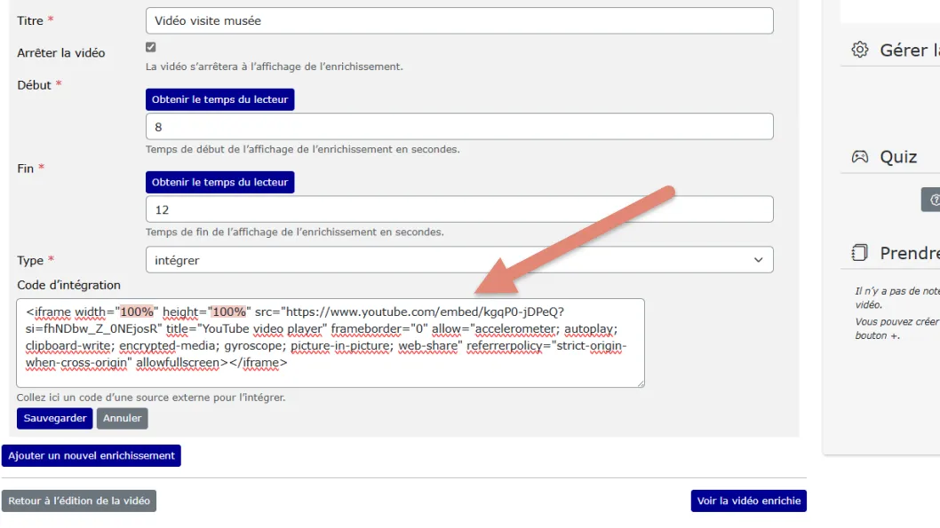 champ pour renseigner l’url du site web.