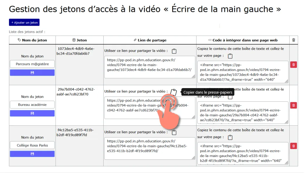 bouton Copier.