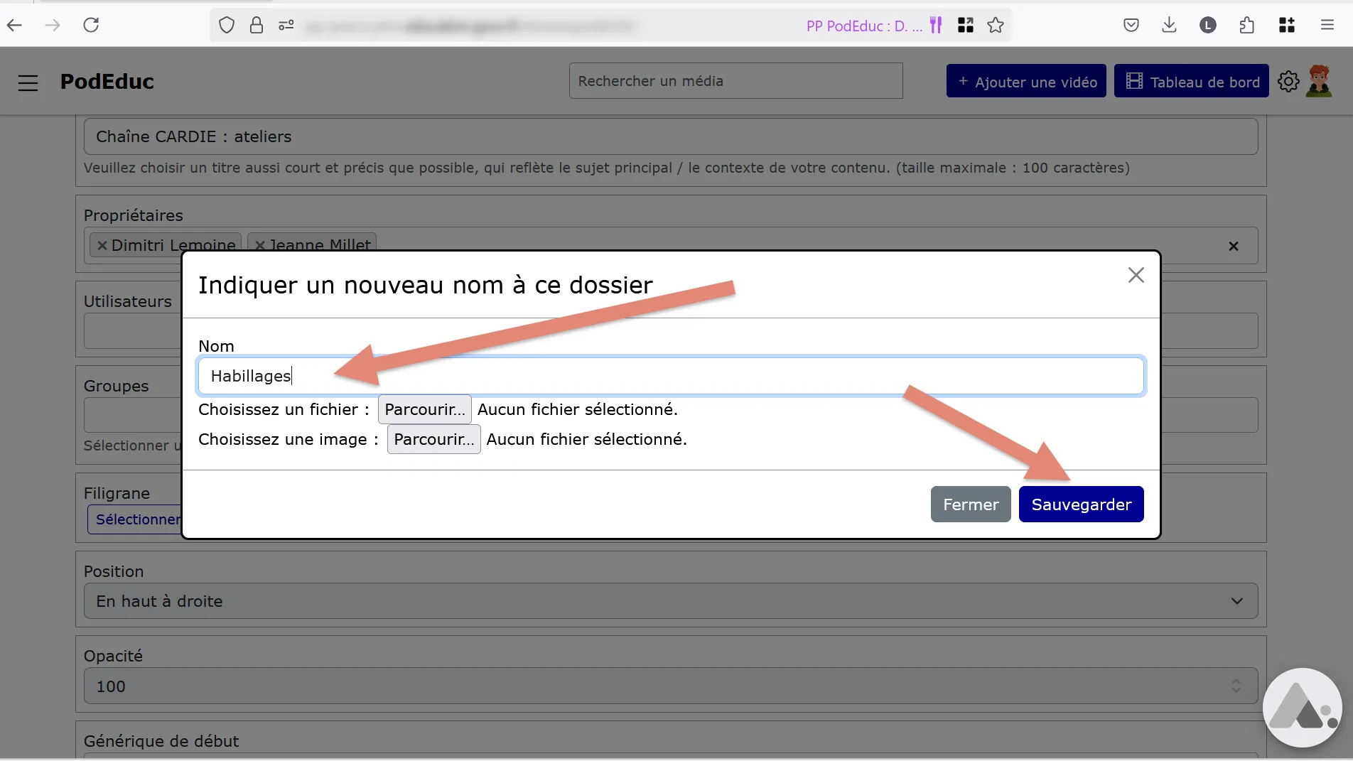 fenêtre du gestionnaire de fichiers.