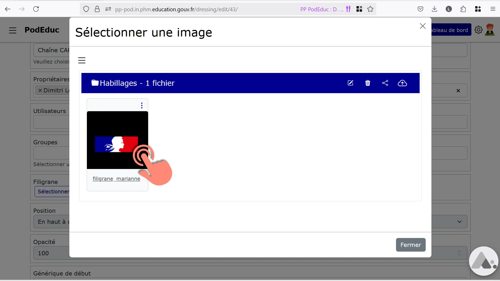 fenêtre du gestionnaire de fichiers.