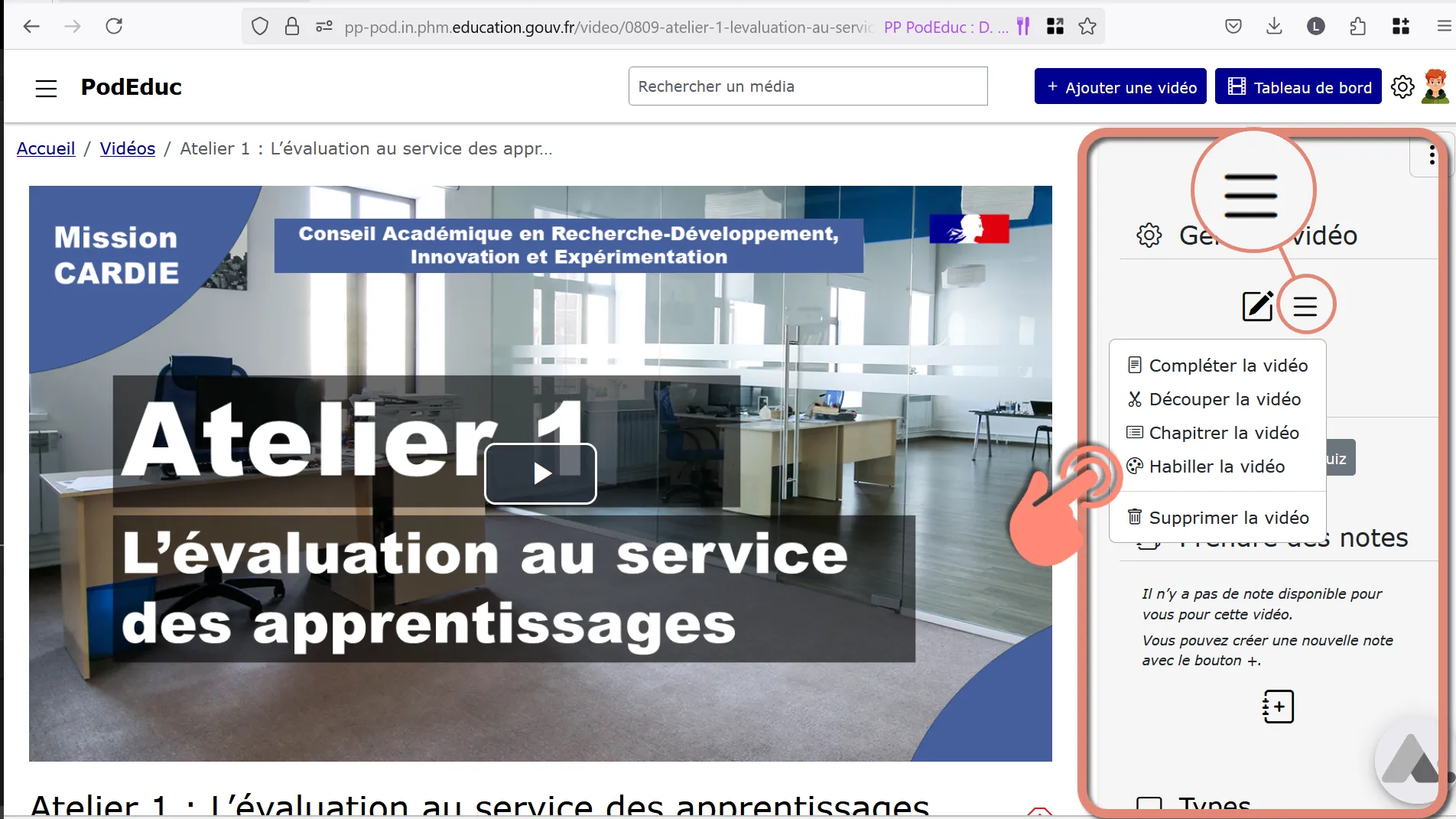 habiller une vidéo depuis la page de la vidéo.