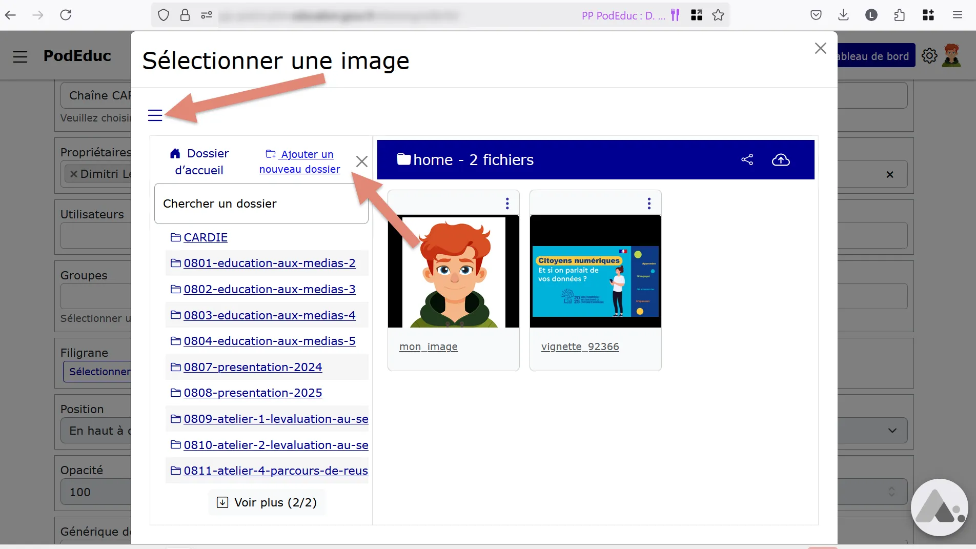 fenêtre du gestionnaire de fichiers.