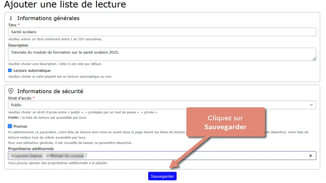 Bouton Sauvegarder.