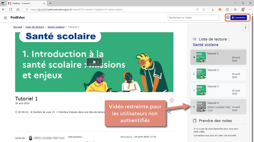 Affichage vidéos.