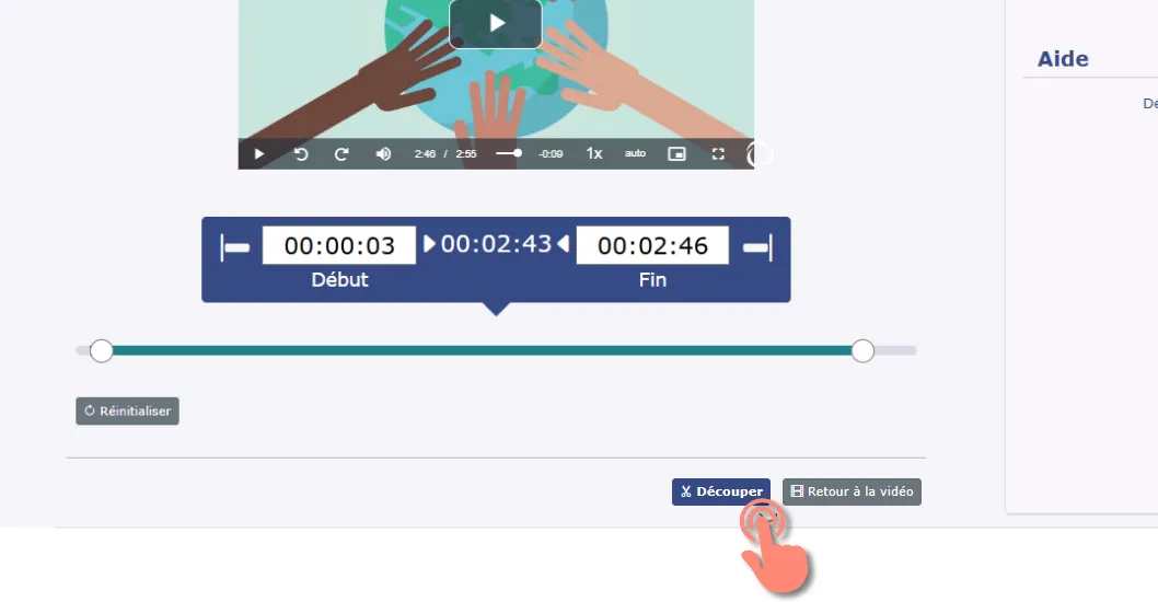 bouton Découper pour lancer la création de la nouvelle version