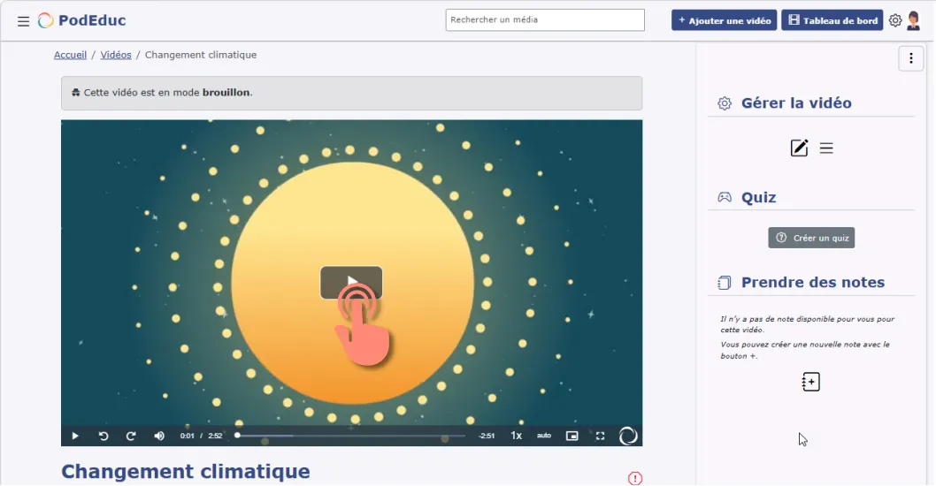 vidéo affichée après la fin du traitement de la découpe.