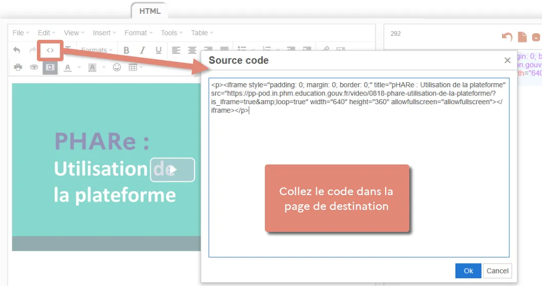 coller le code.