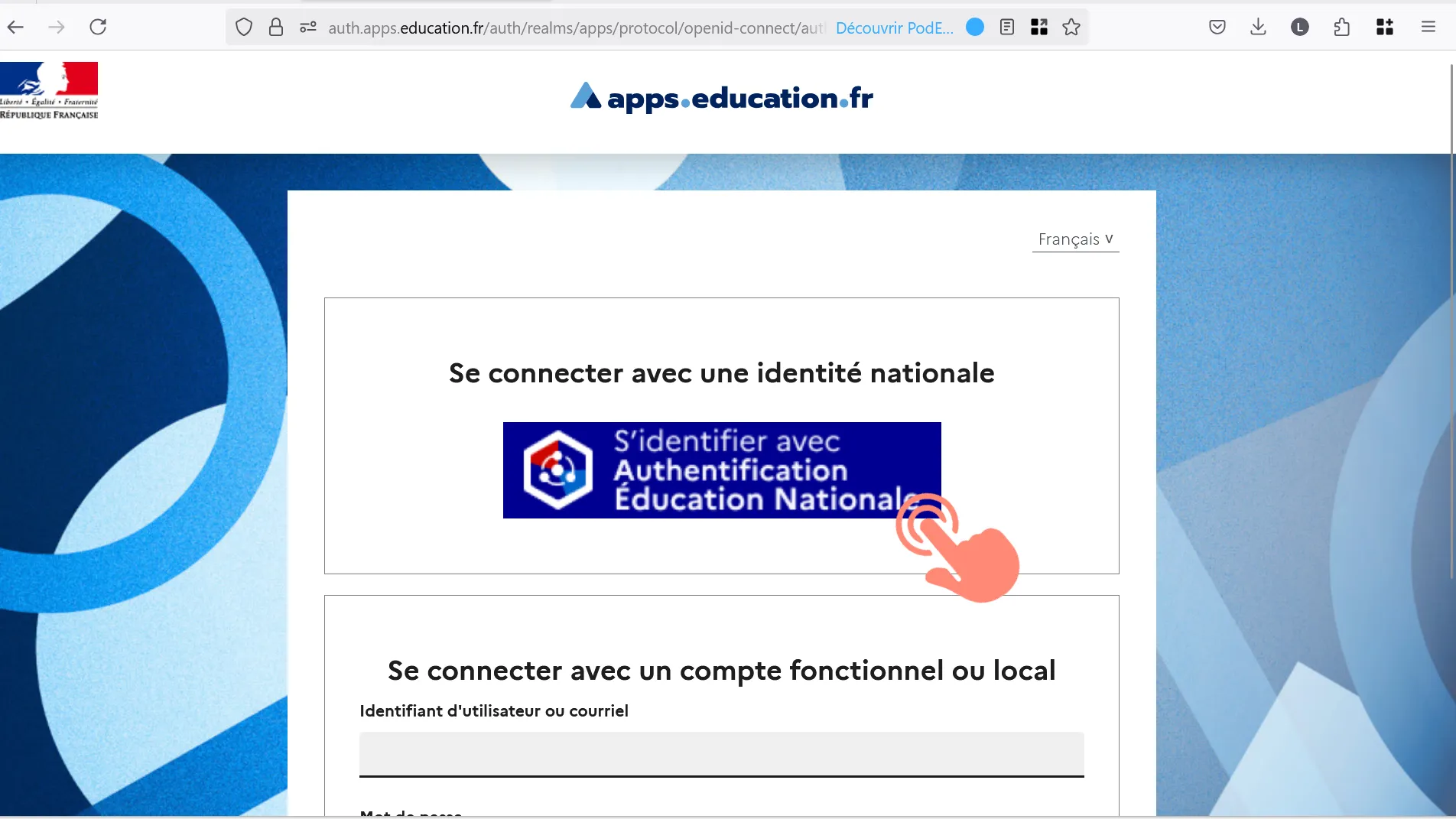 bouton vers Fédération d&rsquo;identité.