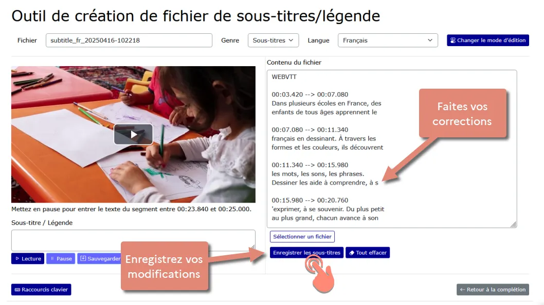 cliquer sur enregistrer les sous-titres .