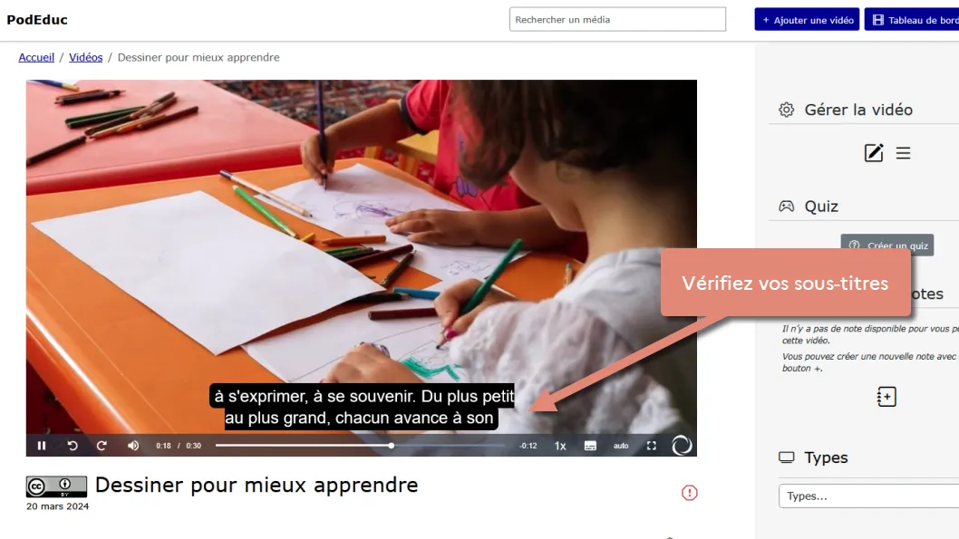 vérifier les modifications en visualisant la vidéo .