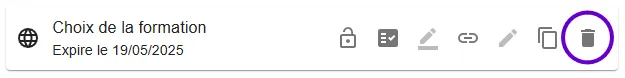 bouton suppression de questionnaire