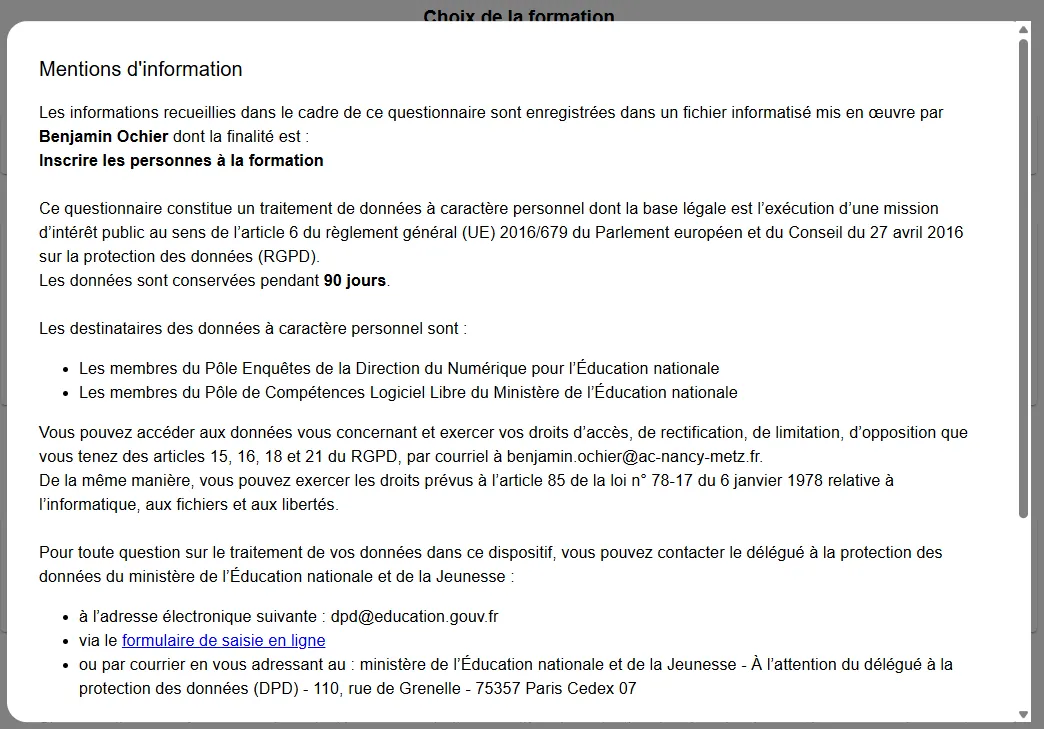 page des mentions d&rsquo;information