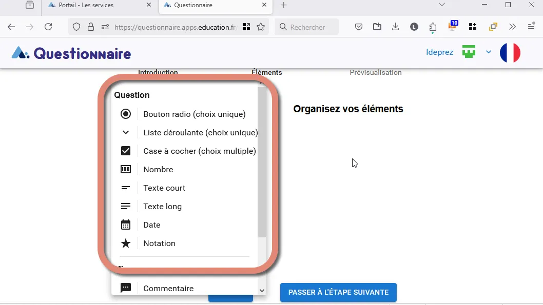 type de question