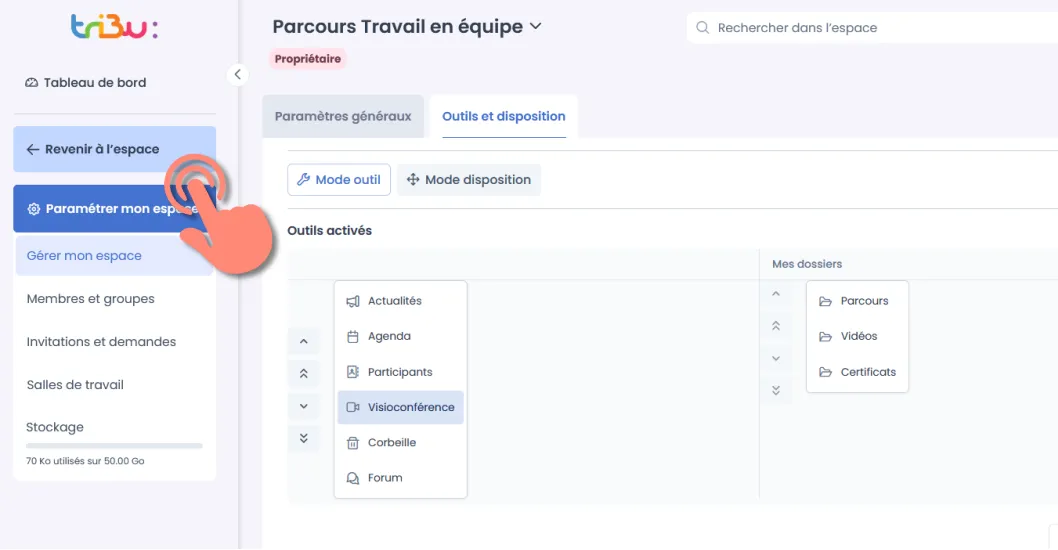 bouton revenir à l’espace