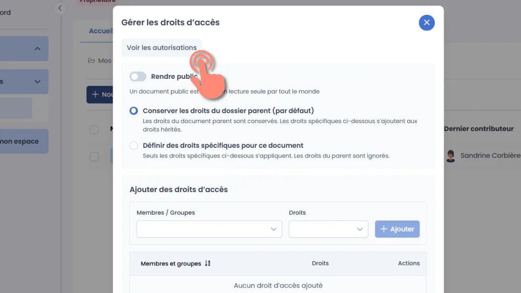 voir les autorisations