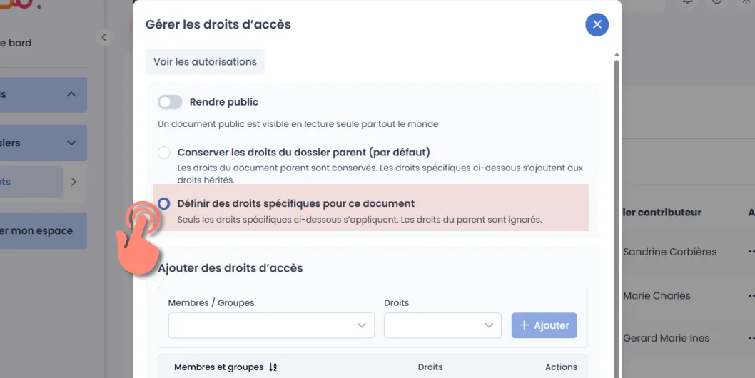 option restreindre aux droits locaux