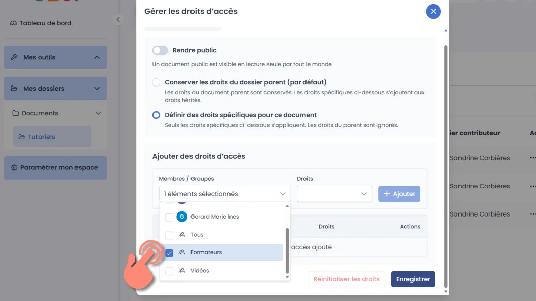 sélection du groupe