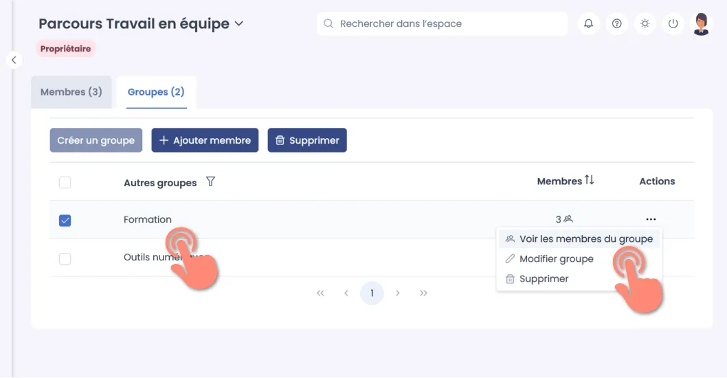accès aux membres du groupe.