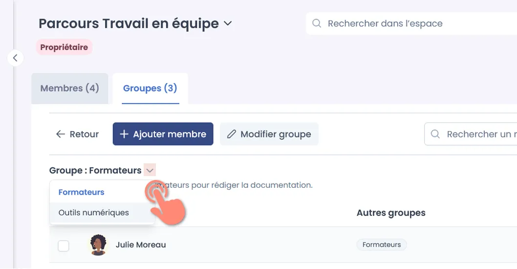 changer de groupe.