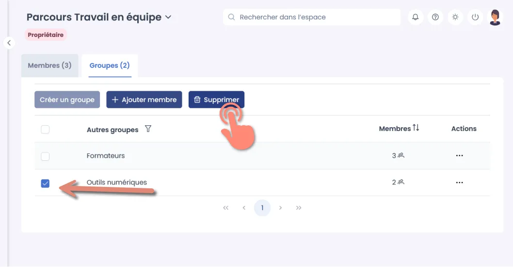 bouton Supprimer.