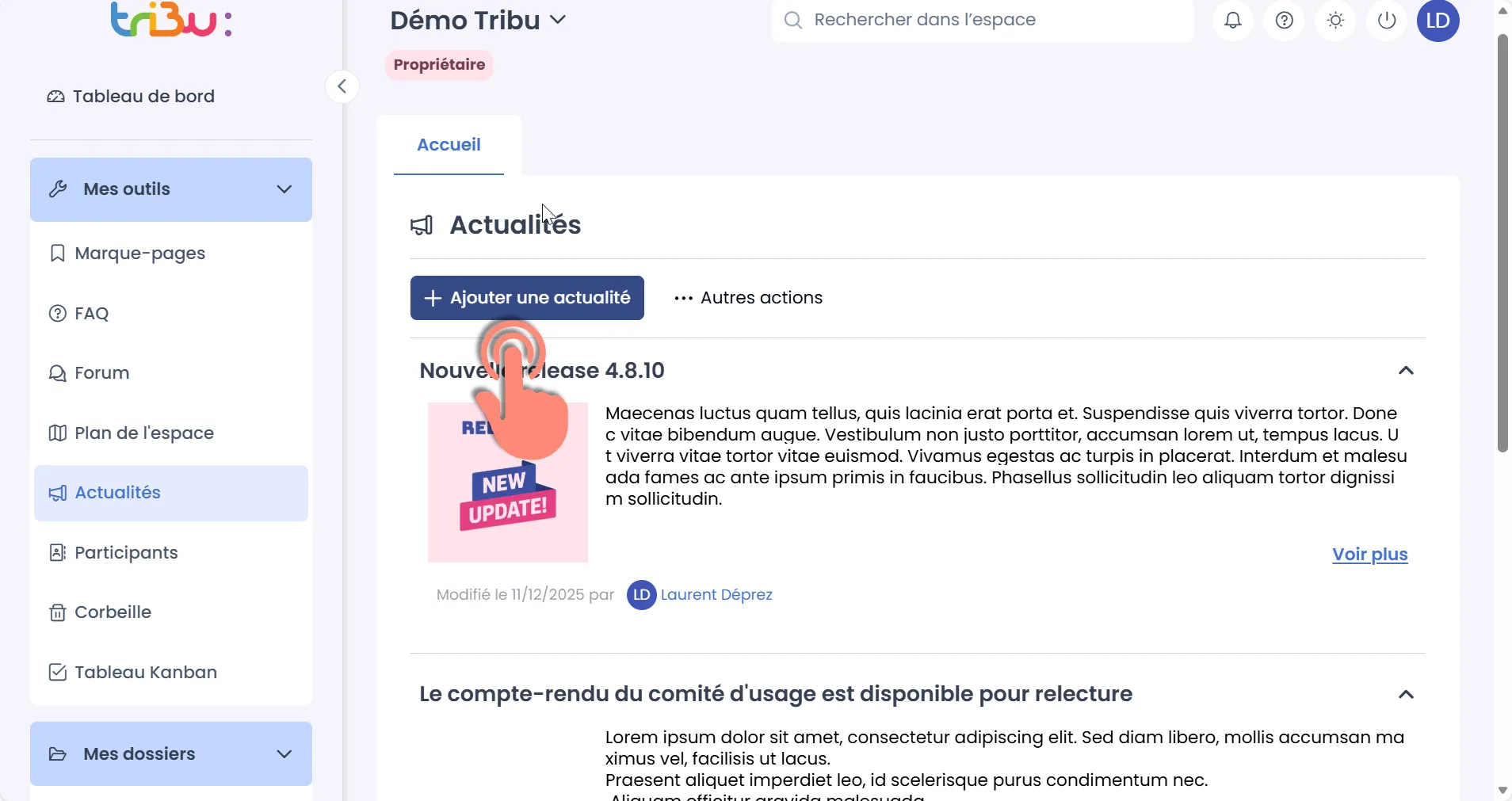 bouton ajouter une actualité 